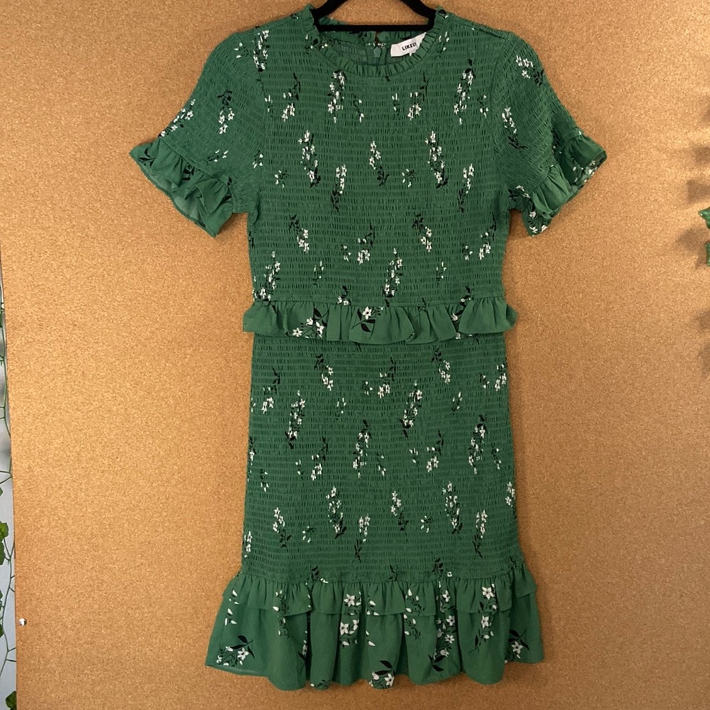 Likely Green Floral Smocked Dress